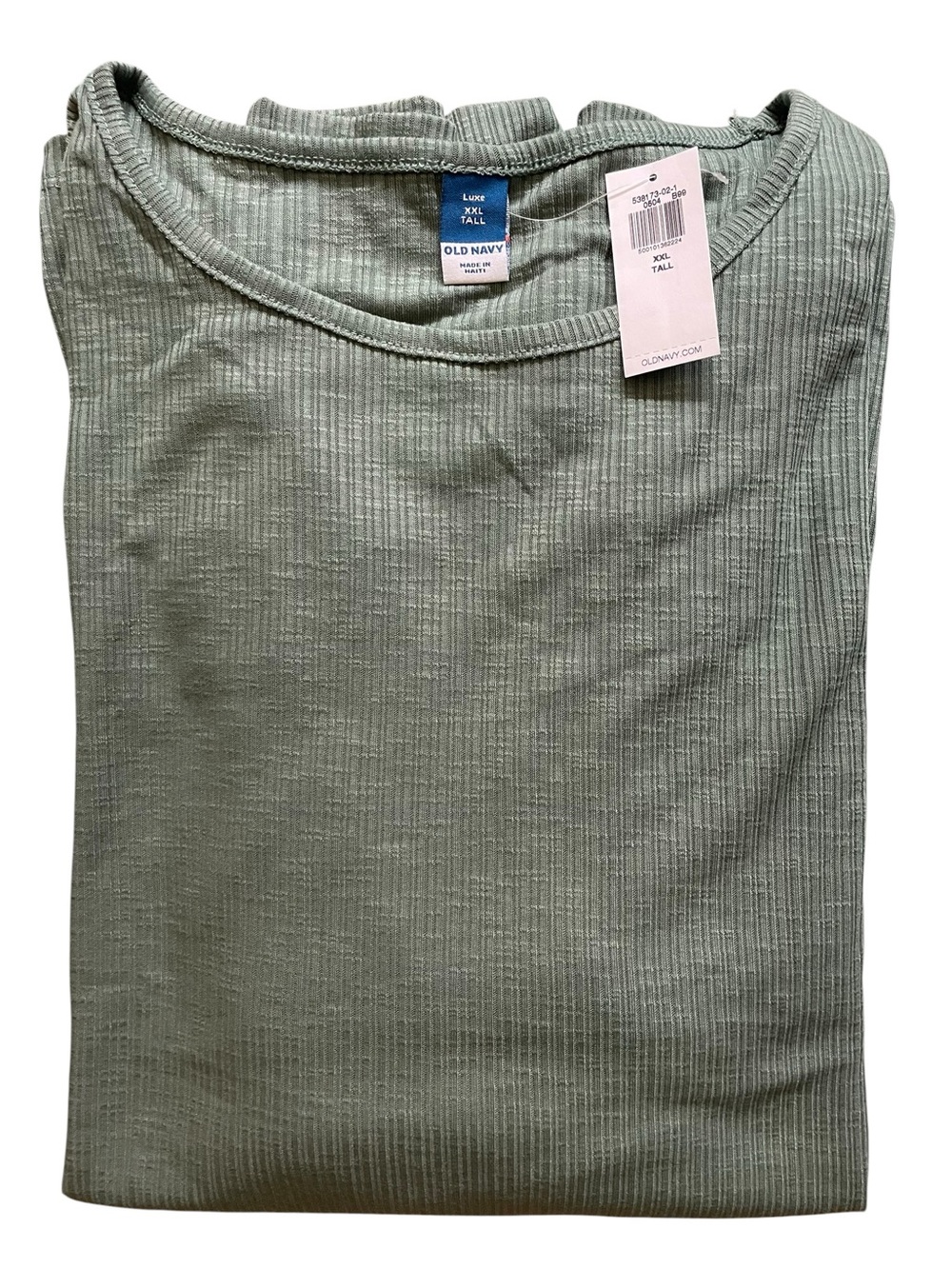 💥6/$35💥 NWT Old Navy Luxe Ribbed Slub Knit T Shirt XXL Tall Sage Green - Picture 2 of 4